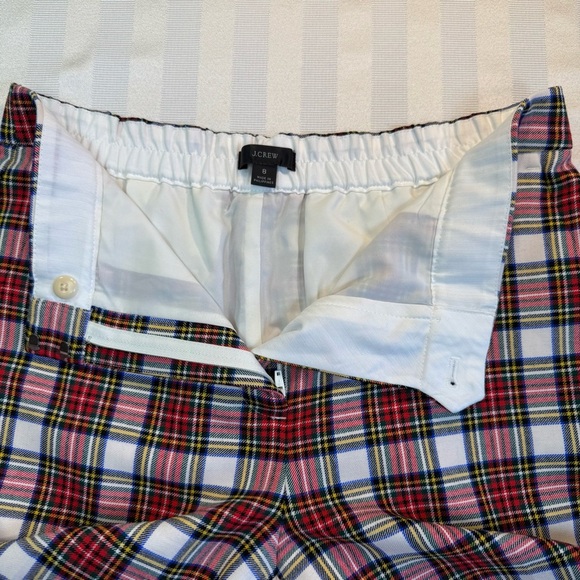 J. Crew Wool Blend Plaid Red and Black Trousers Pants Sz 8 Lined 4 Pocket NWOT - Picture 7 of 14